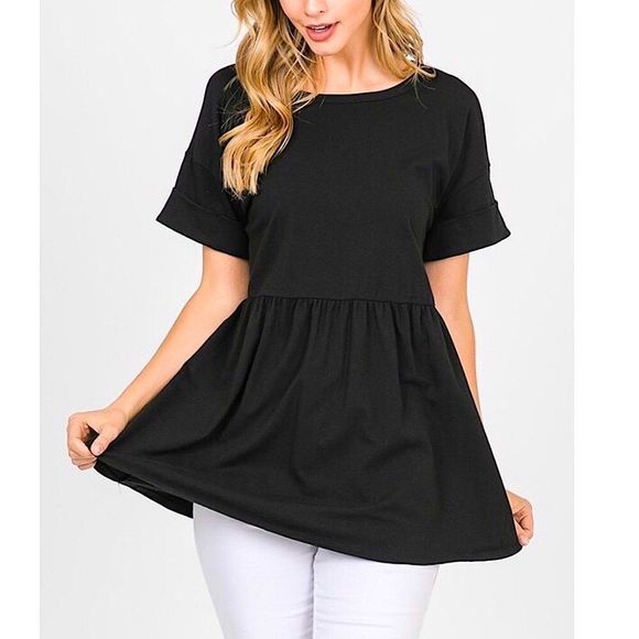 Women’s Black Elbow Sleeve Peplum Top 2XL - Picture 1 of 6